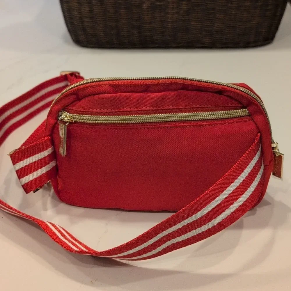 Lilly Pullitzer Jeanie Belt Bag in Mizner Red Striped Web Adjustable Strap